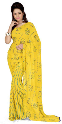 Cenizas Printed Fashion Chiffon Saree(Multicolor), Yellow