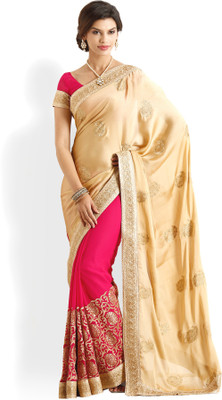 

Soch Embroidered Fashion Chiffon Saree(Multicolor), Pink & gold