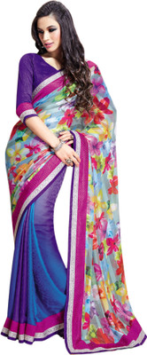 

Vishal Floral Print Bollywood Jacquard Saree(Multicolor), Blue