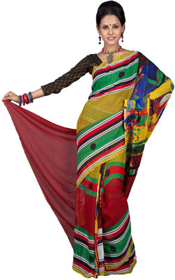

Hawai Floral Print, Polka Print Fashion Georgette Saree(Multicolor)
