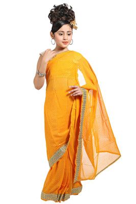 

Bhartiya Paridhan Polka Print Fashion Chiffon Saree(Yellow