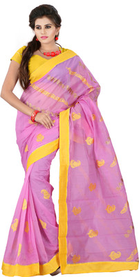 

Weavedeal Embellished, Embroidered Bollywood Cotton, Net Saree(Magenta)