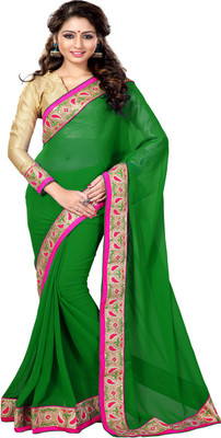 

Sourbh Sarees Solid Fashion Georgette Saree(Green)