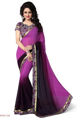 

Indianbeauty Self Design, Solid, Printed Fashion Georgette Saree(Purple), Magenta