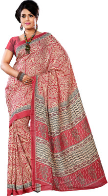 

Sunaina Printed Mysore Art Silk Saree(Pink)