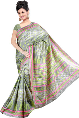 Khushali Printed Fashion Tussar Silk Saree(Multicolor)