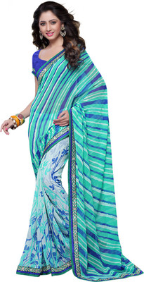 Suvastram Printed Daily Wear Chiffon Saree(Blue)
