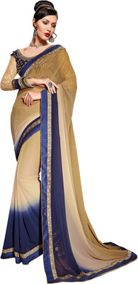 

Parisha Embroidered Daily Wear Georgette Saree(Beige, Blue)