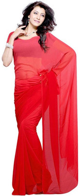 

Kjs Solid Bollywood Georgette Saree(Red)