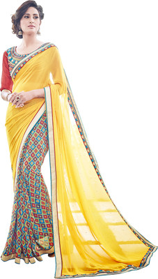 

Khushali Self Design, Printed, Embellished Fashion Georgette Saree(Yellow, Multicolor), Multicolor;yellow