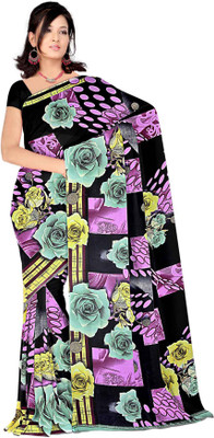 

Khoobee Self Design, Printed Fashion Georgette Saree(Multicolor, Black), Black;multicolor