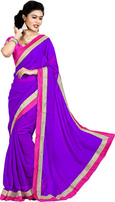 

Party Wear Dresses Solid Fashion Chiffon Saree(Purple)