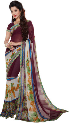 

PSHOPEE Printed Fashion Chiffon Saree(Maroon)