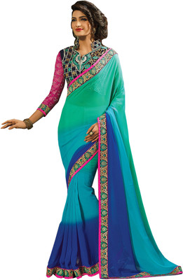 

Khoobee Self Design, Embroidered Fashion Georgette Saree(Pink, Black, Green, Multicolor), Black;green;multicolor;pink