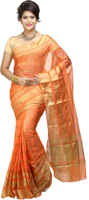 

Mimosa Woven Manipuri Net Saree(Orange), Peach