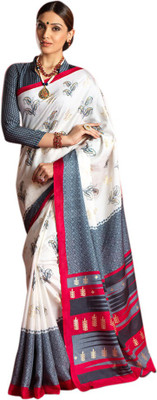 

Parisha Printed Fashion Silk, Jacquard Saree(White, Grey), Grey;white