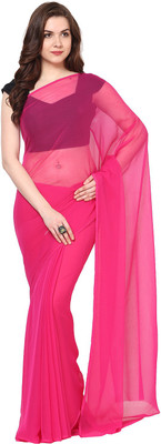 

Aksara Solid Daily Wear Chiffon Saree(Pink), Baby pink