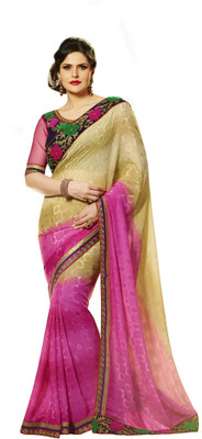 

Aarti Saree Embroidered Fashion Georgette Saree(Beige, Pink)