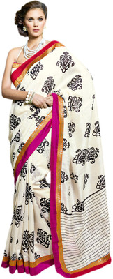 

Vishal Solid Fashion Satin Saree(White), Cream