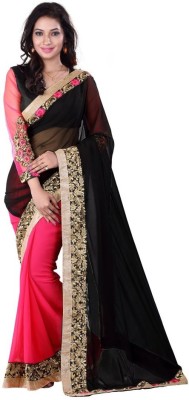 Kuki Fashion Embroidered Daily Wear Georgette Saree(Black)