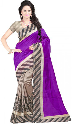 

Indian Wear Online Printed Fashion Cotton Saree(Purple)