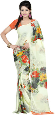 

Jaipur Kurti Printed Daily Wear Georgette Saree(White), Cream