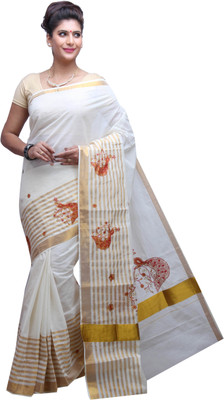 

Fashionkiosks Self Design Balarampuram Cotton Saree(Multicolor), Cream