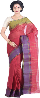

Purabi Woven Tant Handloom Cotton Saree(Maroon)