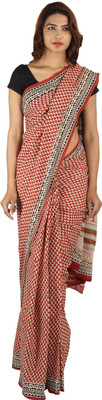 

Khatri Creations Printed Daily Wear Handloom Cotton Saree(Red)