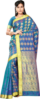 

M.S.Retail Embellished Arani Pattu Handloom Silk Saree(Blue)