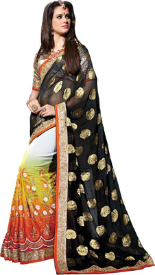 

Khushali Self Design, Embroidered, Embellished Fashion Georgette, Viscose Saree(Black, Beige, Multicolor), Beige;black;multicolor