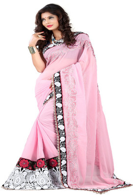 

Stylo Designer Self Design Fashion Handloom Georgette Saree(Pink)