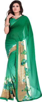 

Khushali Self Design, Printed Fashion Georgette Saree(Green, Multicolor)