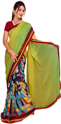 

Vardan Prints Printed Bollywood Georgette Saree(Yellow, Brown), Brown;yellow