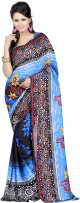 

Jaipur Kurti Printed Daily Wear Georgette Saree(Blue), Black;blue