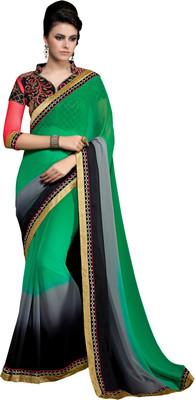 

Manthan Embroidered Daily Wear Georgette Saree(Green, Grey)