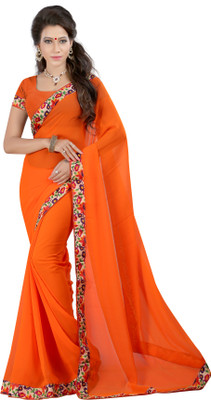 

Gunjan Creations Solid Fashion Pure Georgette Saree(Pack of 2, Orange)