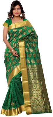

Lovely Look Printed Daily Wear Art Silk Saree(Green, Yellow), Green & gold