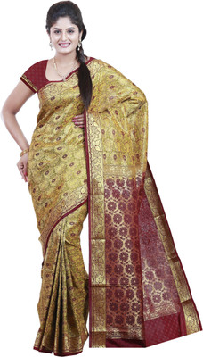 

Mimosa Woven Kanjivaram Art Silk Saree(Mustard)