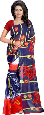 

Kalika Floral Print Bollywood Georgette Saree(Light Blue, Red)