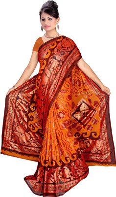 

Khushali Self Design, Printed Fashion Georgette Saree(Orange, Multicolor), Multicolor;orange