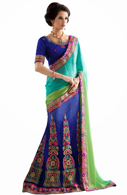 

Desi Look Self Design Fashion Jacquard Saree(Blue)