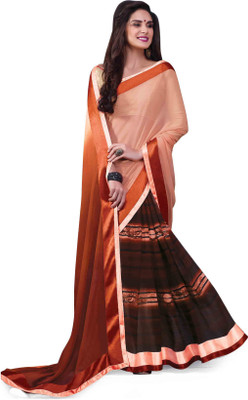 

Indianbeauty Self Design, Printed Bollywood Pure Georgette Saree(Brown)