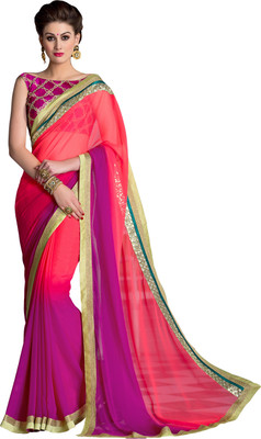 

Jiya Self Design Fashion Georgette Saree(Pink)