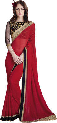 

Vishal Self Design Bollywood Georgette Saree(Red)