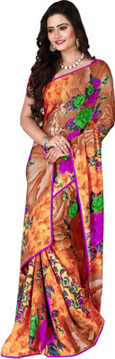 

Jiya Self Design, Printed, Embellished Fashion Georgette Saree(Brown, Multicolor), Brown;green;multi;pink