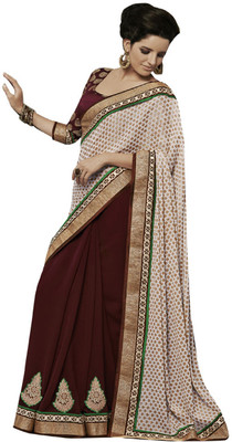 

Ewows Self Design Fashion Jacquard Saree(Multicolor), Beige;coffee