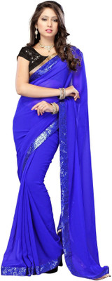 

Dancing Girl Solid Bollywood Georgette Saree(Blue)
