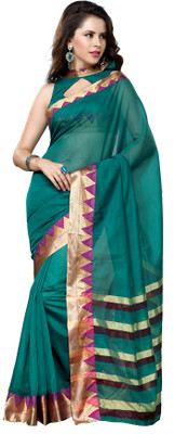 

Ishin Printed Fashion Cotton Saree(Green)