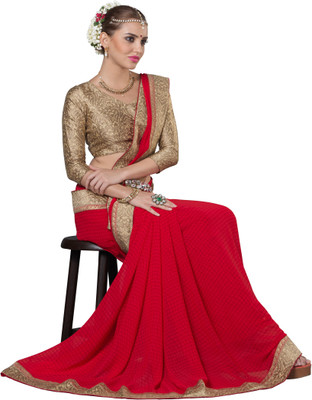 

Parisha Embroidered Fashion Georgette Saree(Pack of 2, Red)
